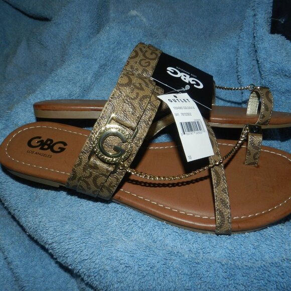 GBG Los Angeles Leather G Buckle Logo Toe ring Slide Sandals🆕FAST😮‍💨⚡🚚 - Picture 6 of 16